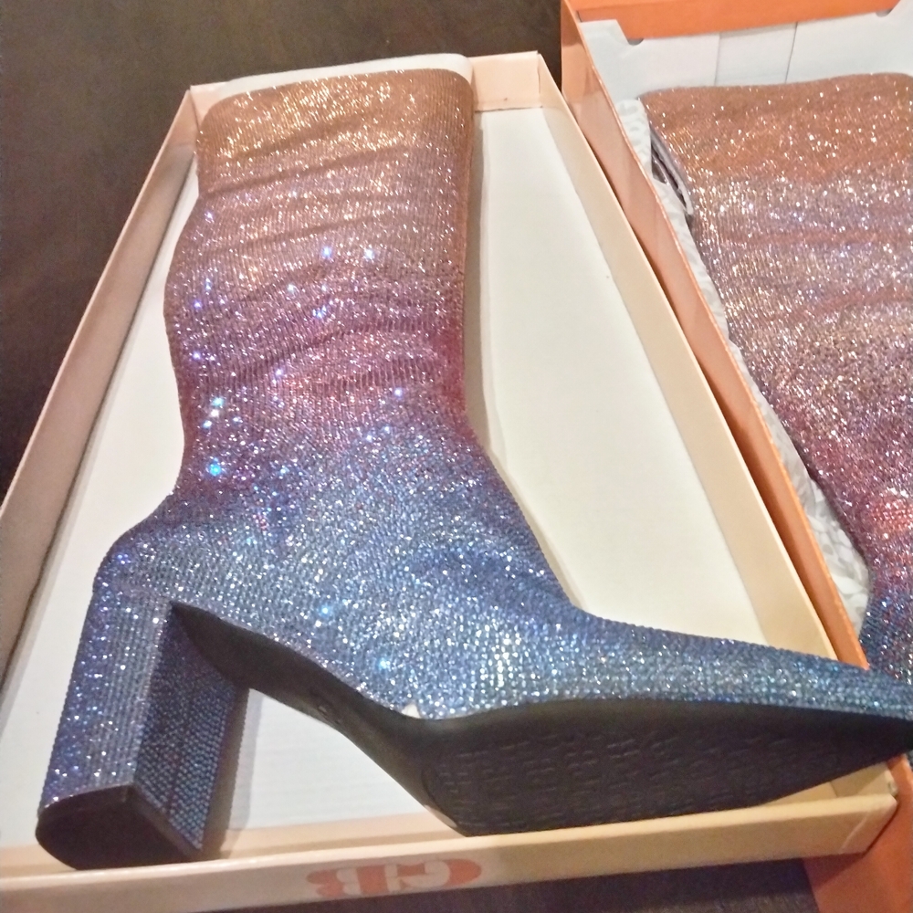 Gianni Bini pink and Blue Over the Knee Boots from the Taylor Swift eras tour - Picture 4 of 12